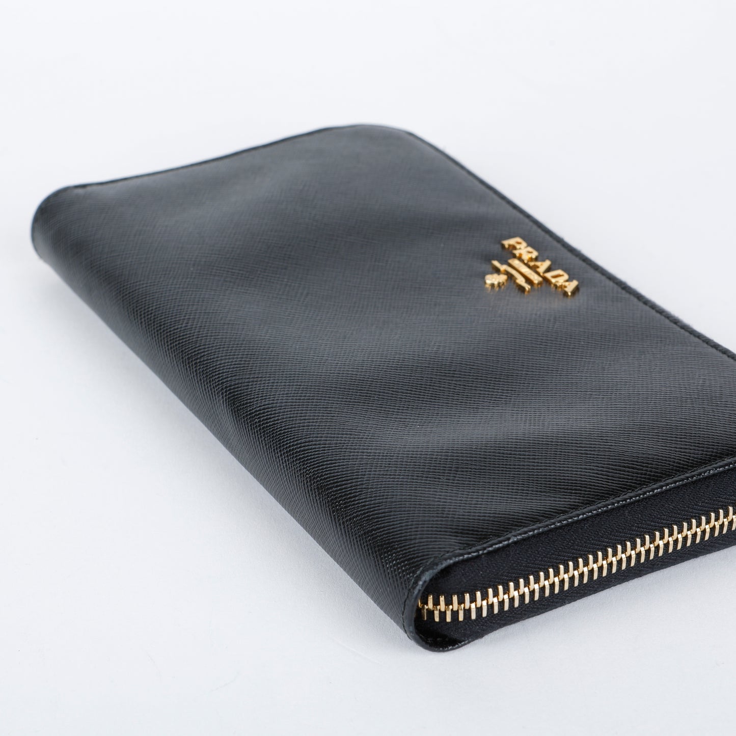 Zip Around Wallet, Black Saffiano GHW