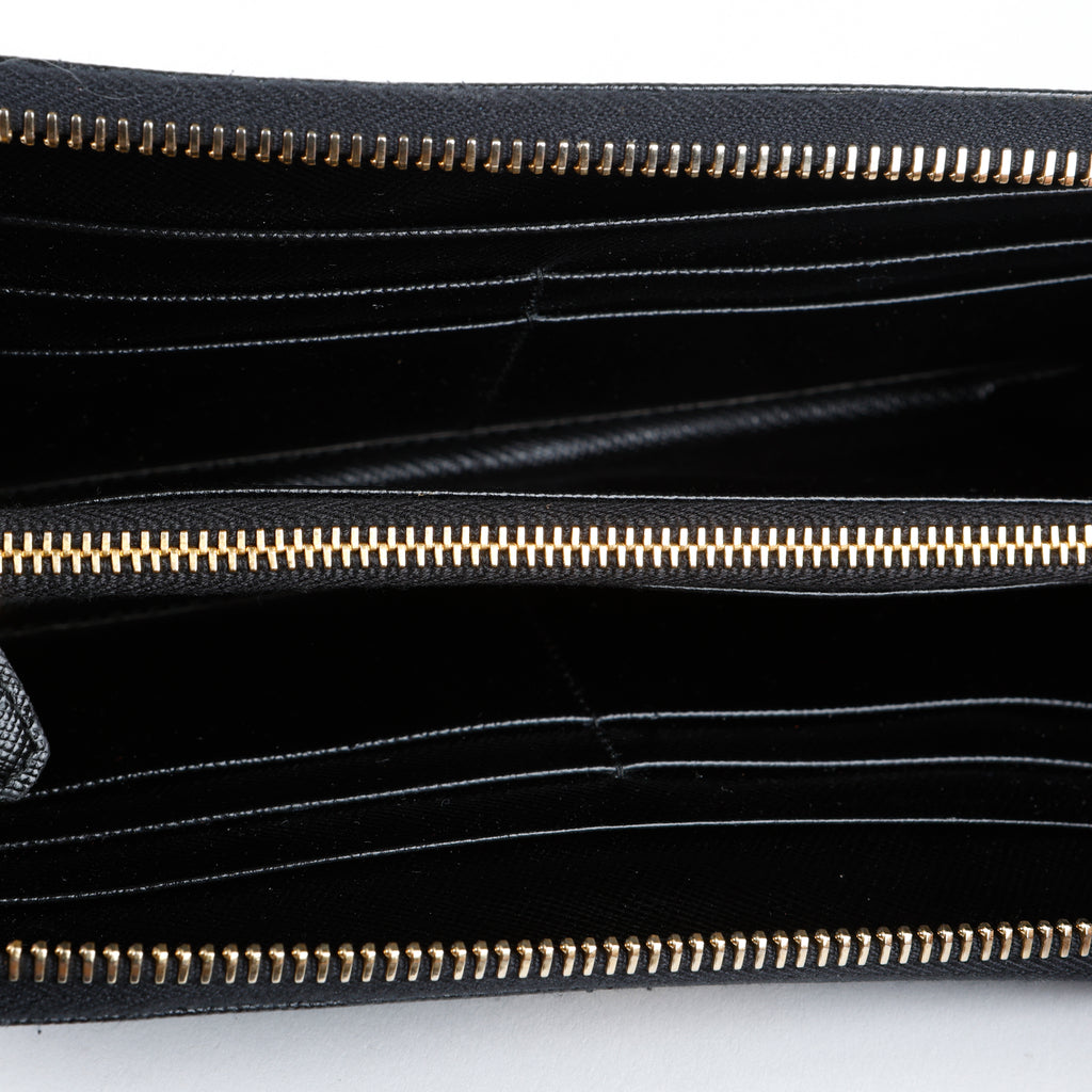 Zip Around Wallet, Black Saffiano GHW