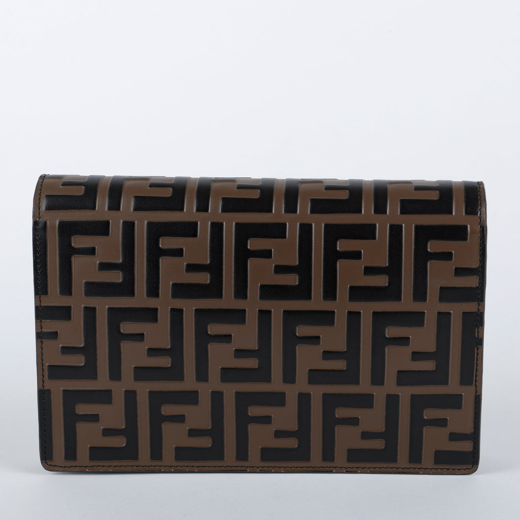 Bicolor Envelope Wallet on Chain, Zucca Embossed and Teal