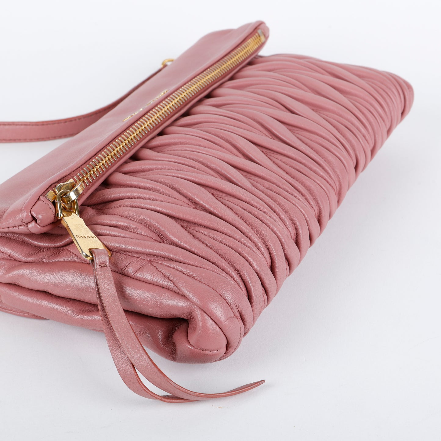 Matelasse Fold Over Clutch on Strap, Dusty Pink