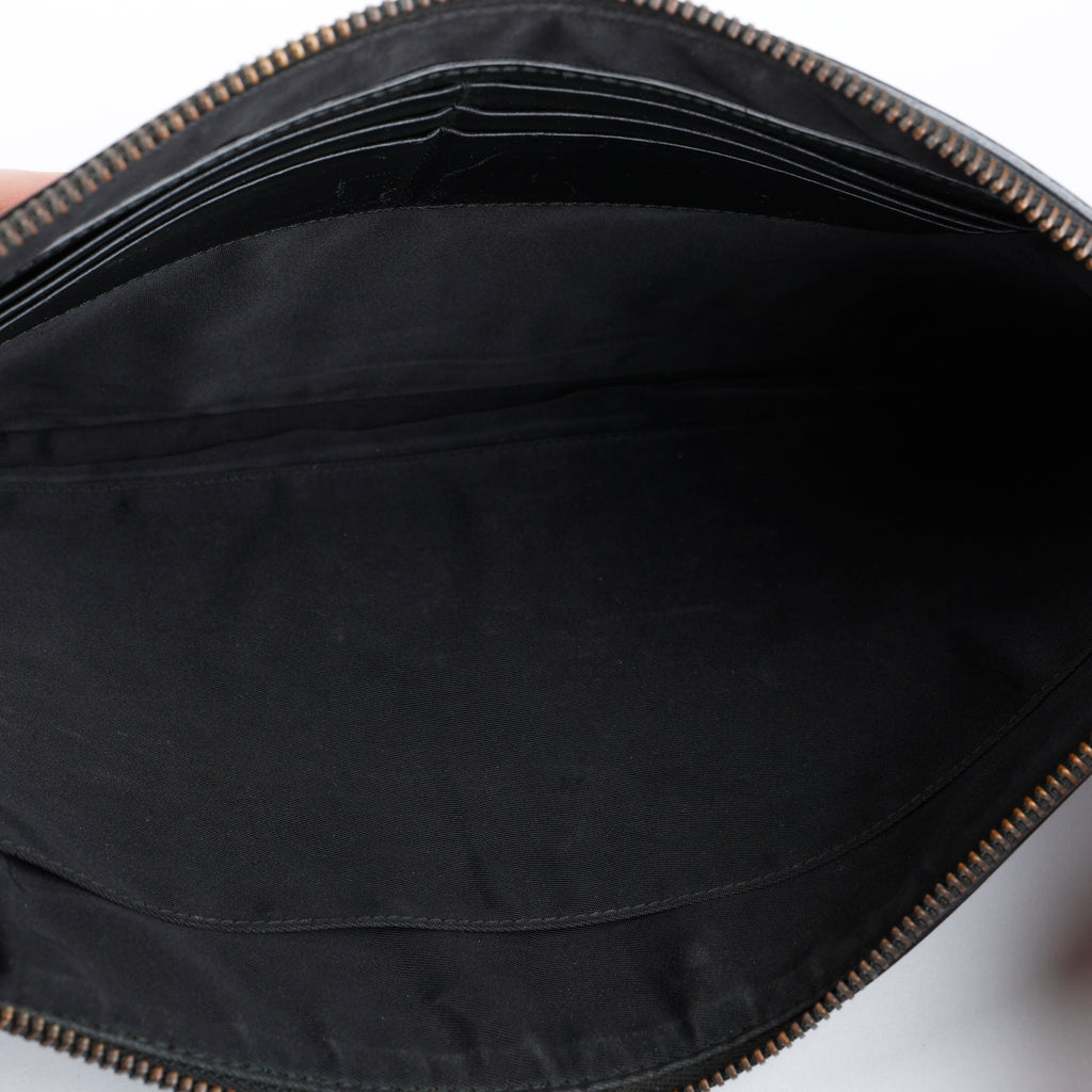 Animalier Tiger Zip Pouch, Black Calfskin