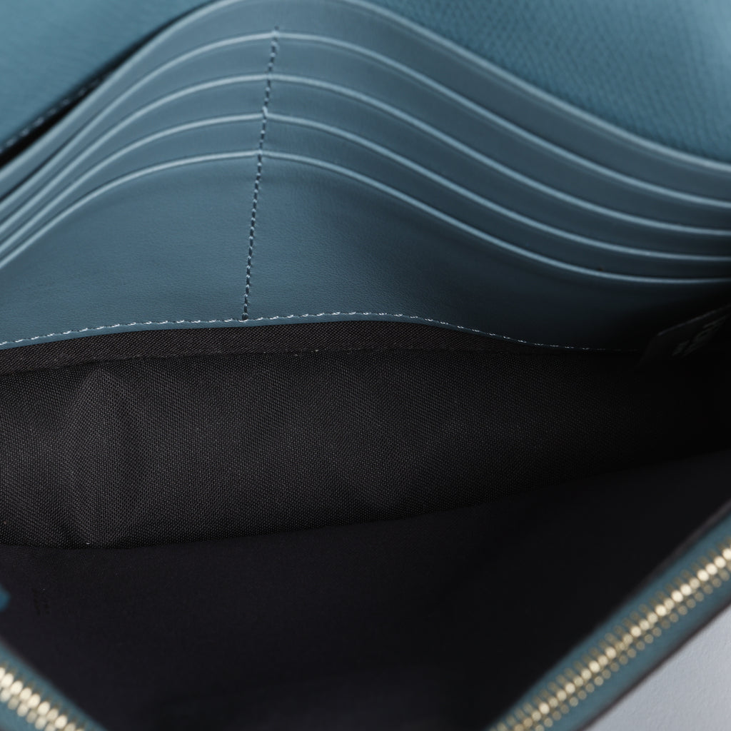 Bicolor Envelope Wallet on Chain, Zucca Embossed and Teal