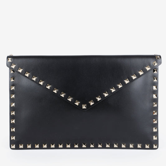 Rockstud Envelope Clutch, Black