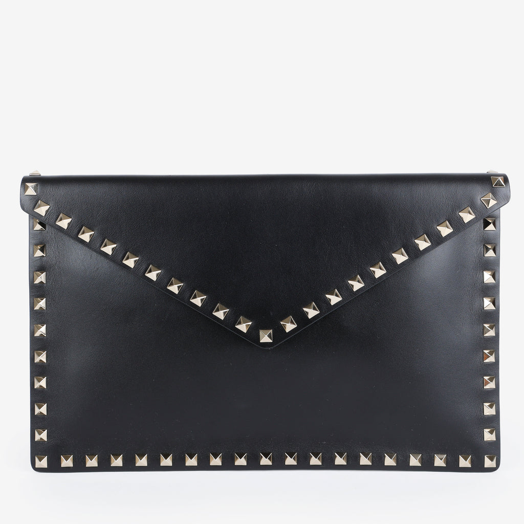Rockstud Envelope Clutch, Black