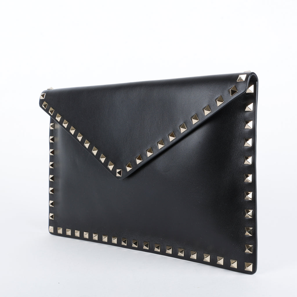 Rockstud Envelope Clutch, Black