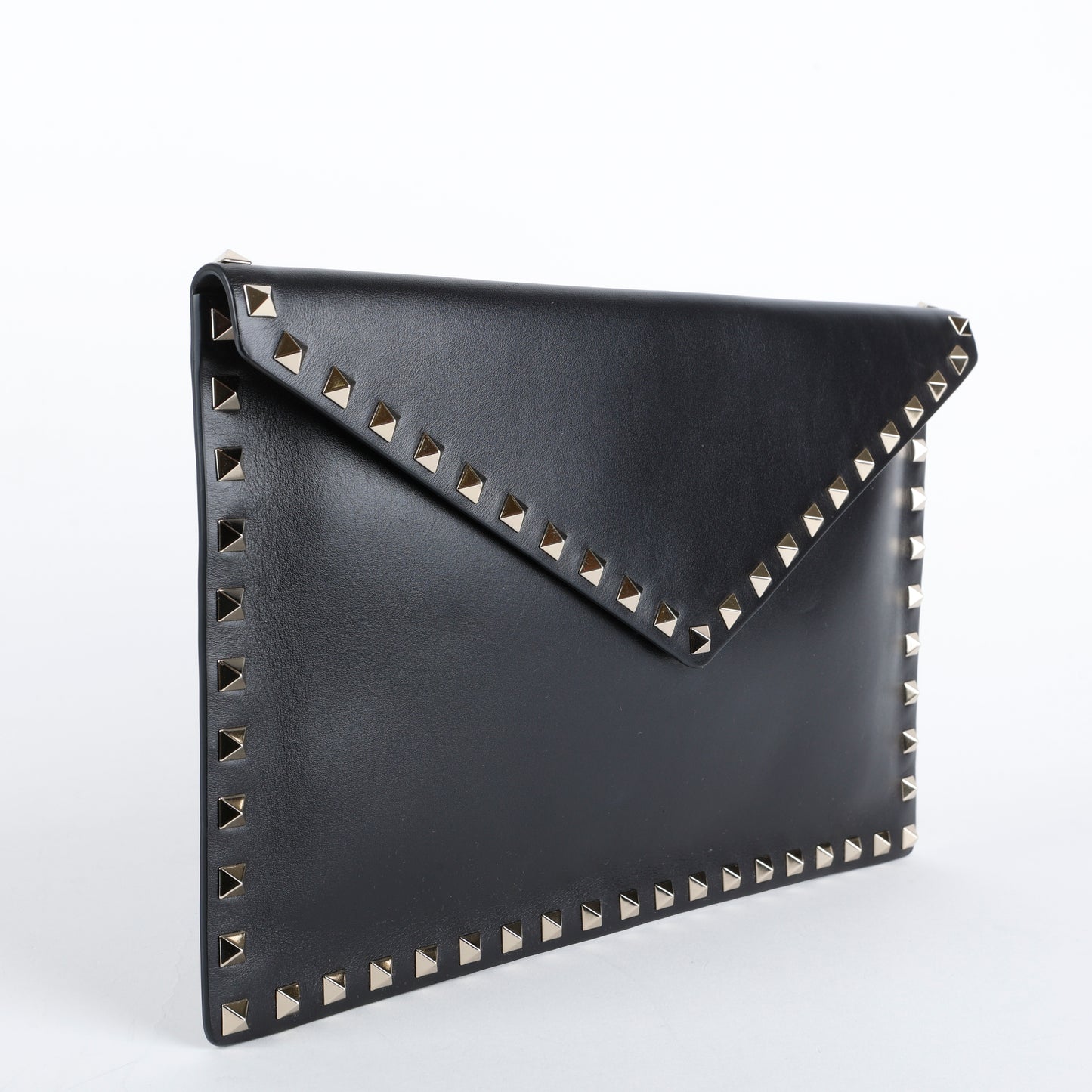 Rockstud Envelope Clutch, Black