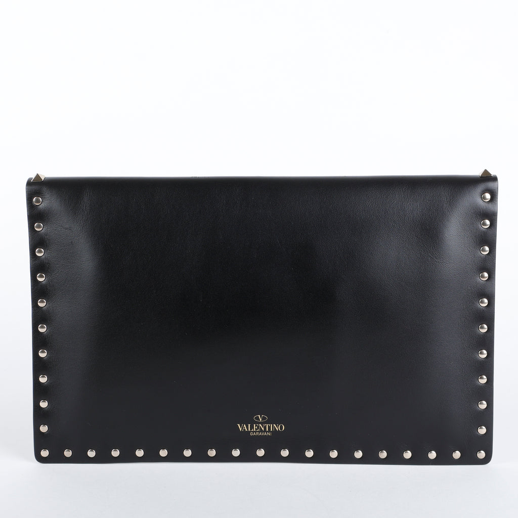 Rockstud Envelope Clutch, Black