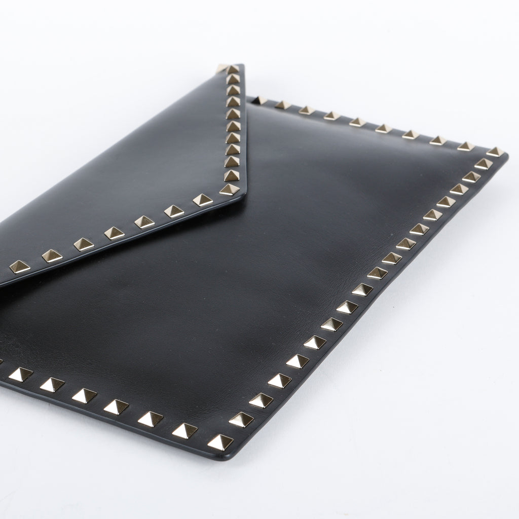 Rockstud Envelope Clutch, Black