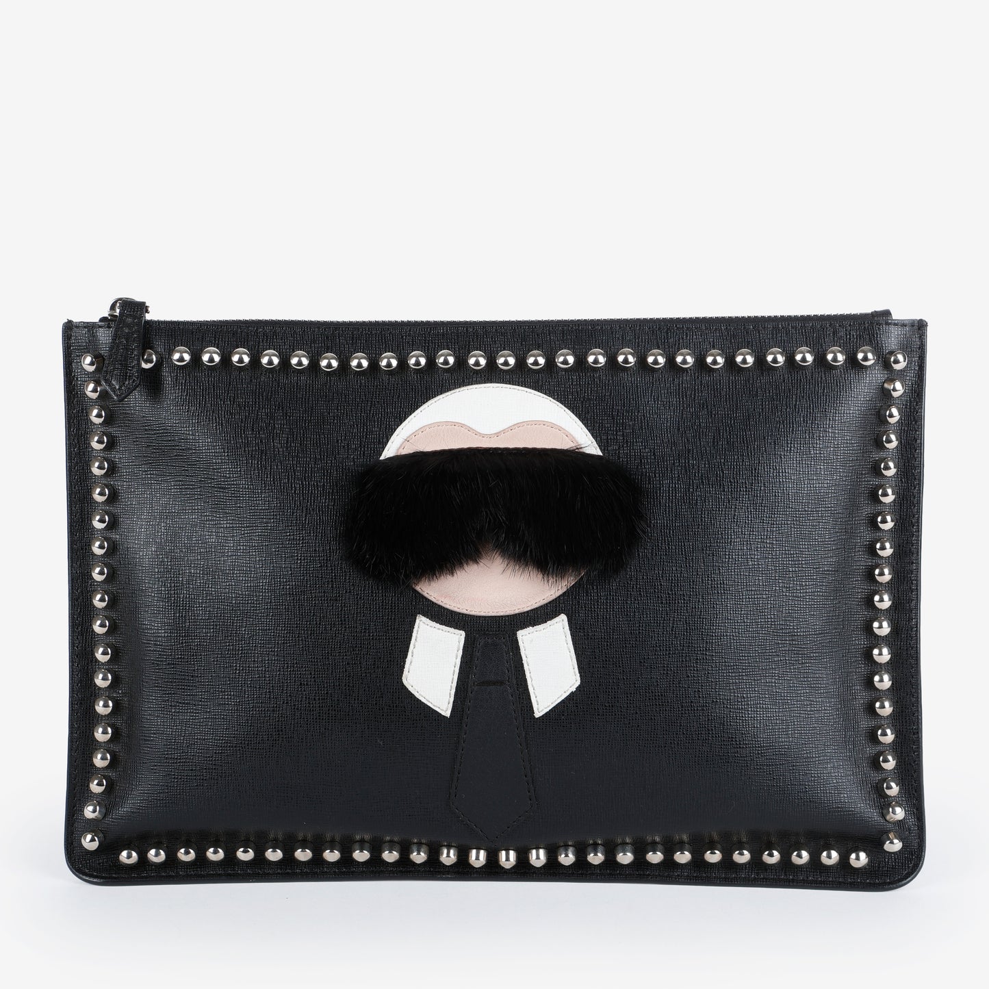 Karlito Leather Clutch, Black