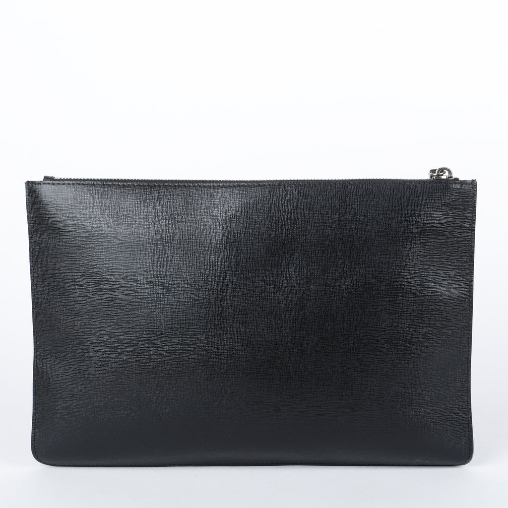 Karlito Leather Clutch, Black