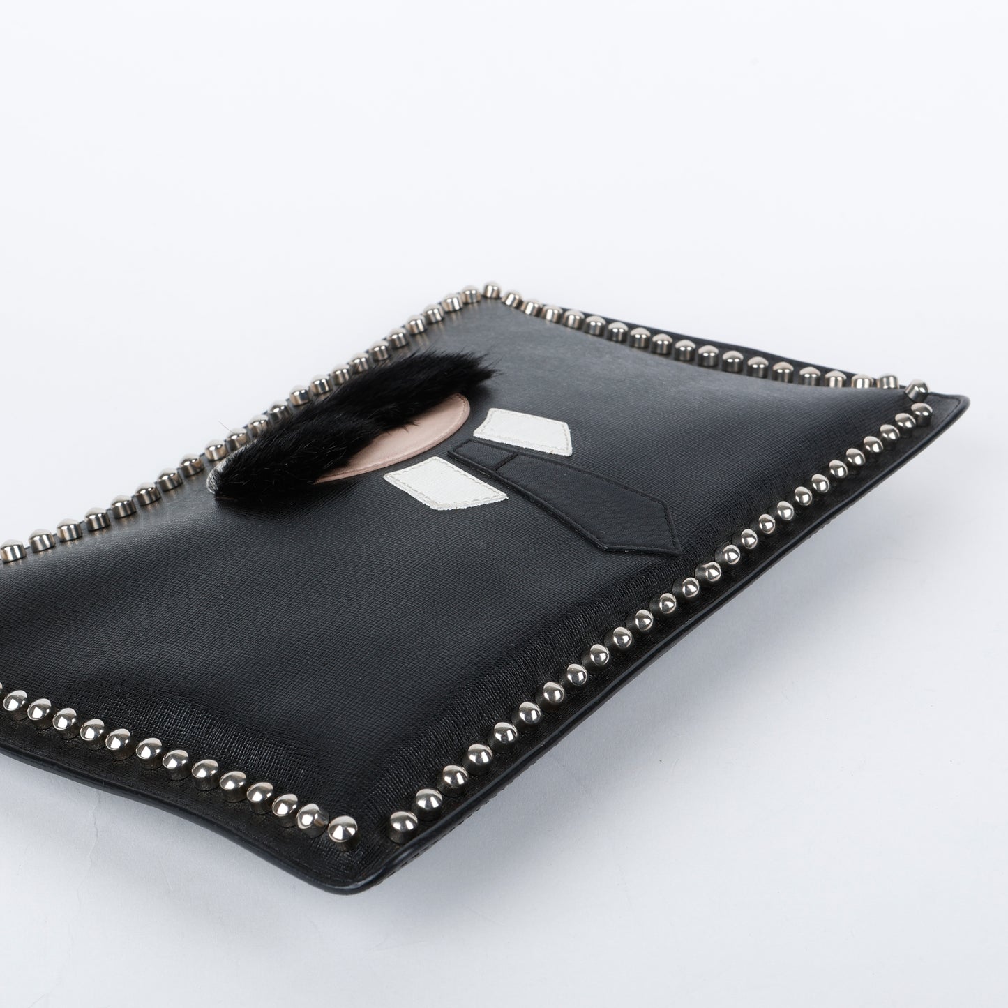 Karlito Leather Clutch, Black