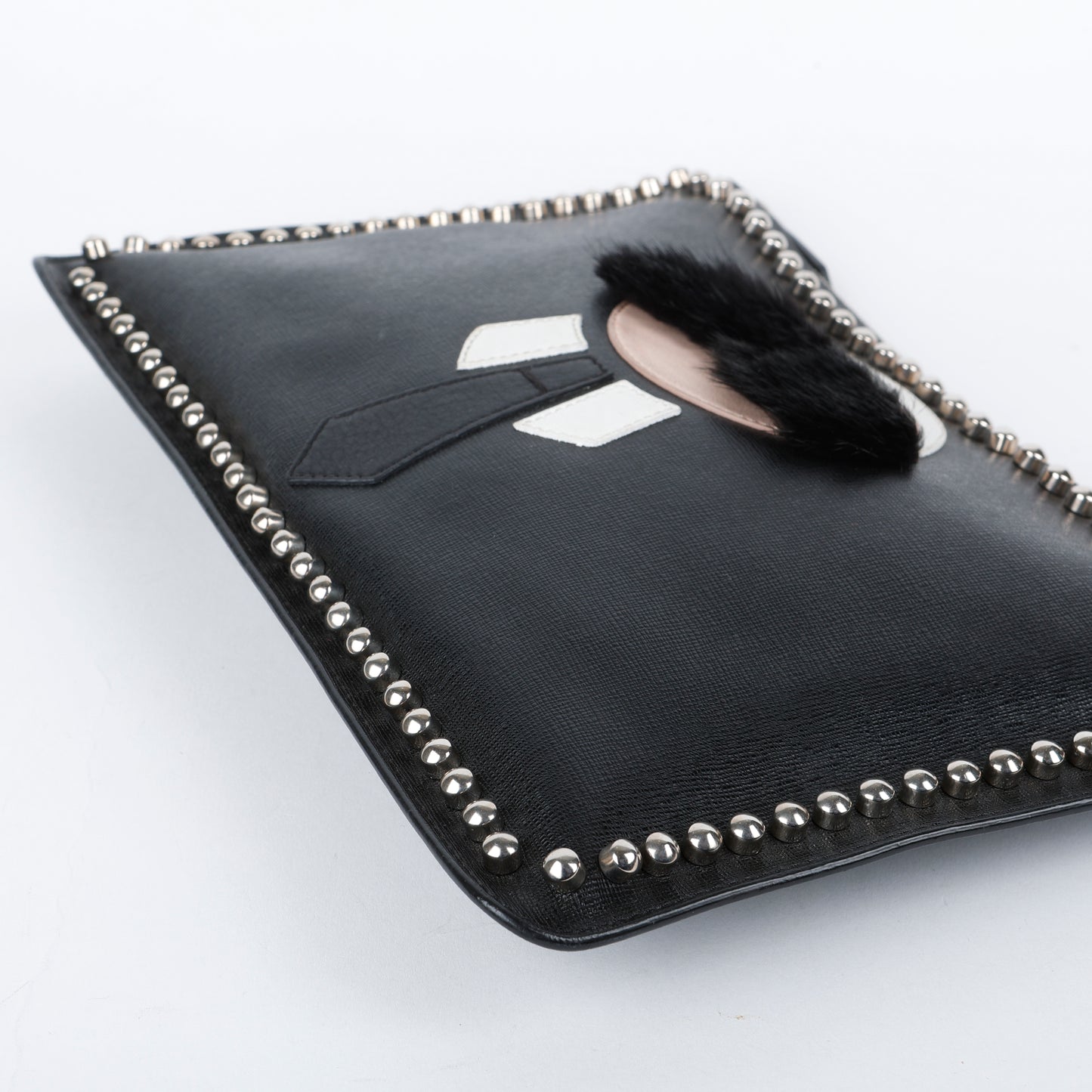 Karlito Leather Clutch, Black