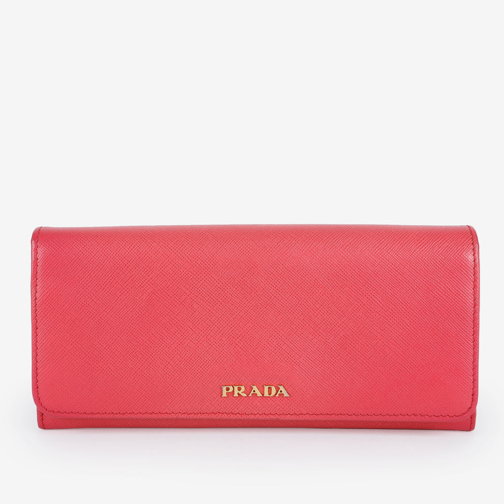Continental Wallet, Pink/White Saffiano