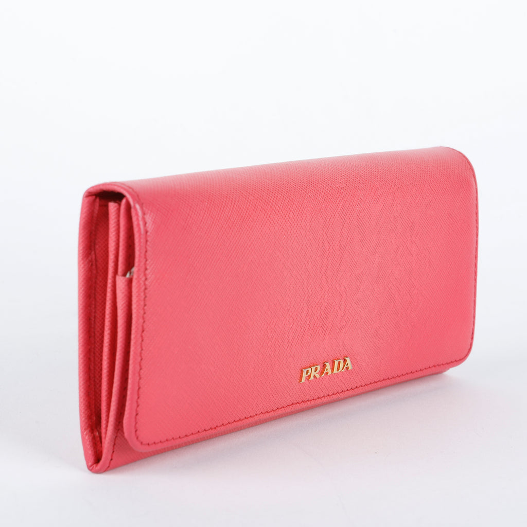 Continental Wallet, Pink/White Saffiano