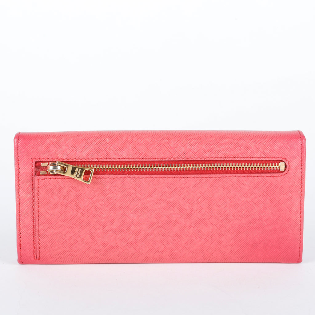 Continental Wallet, Pink/White Saffiano