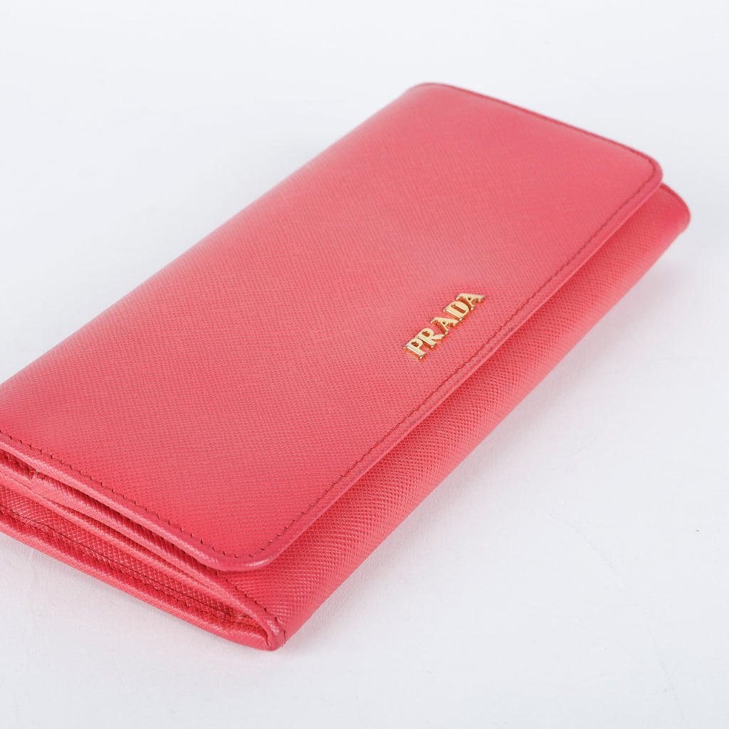 Continental Wallet, Pink/White Saffiano