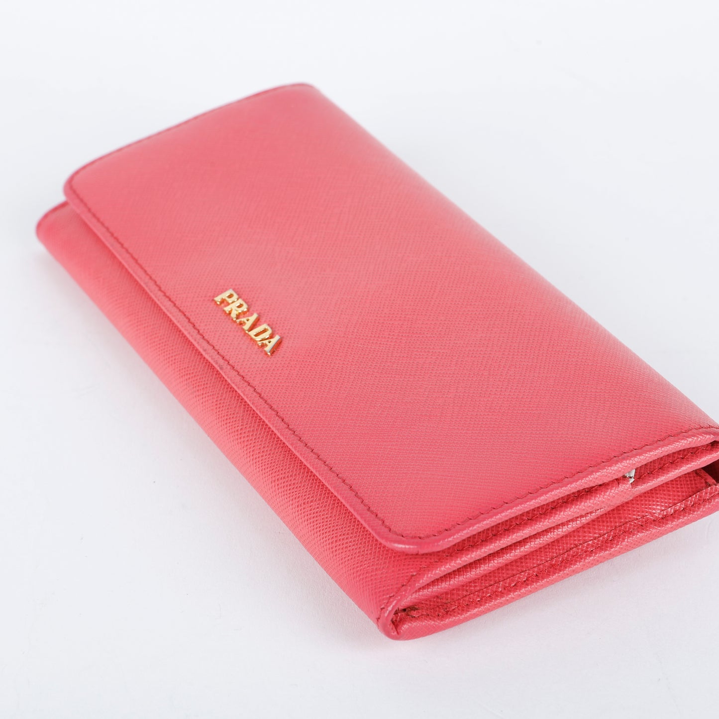 Continental Wallet, Pink/White Saffiano
