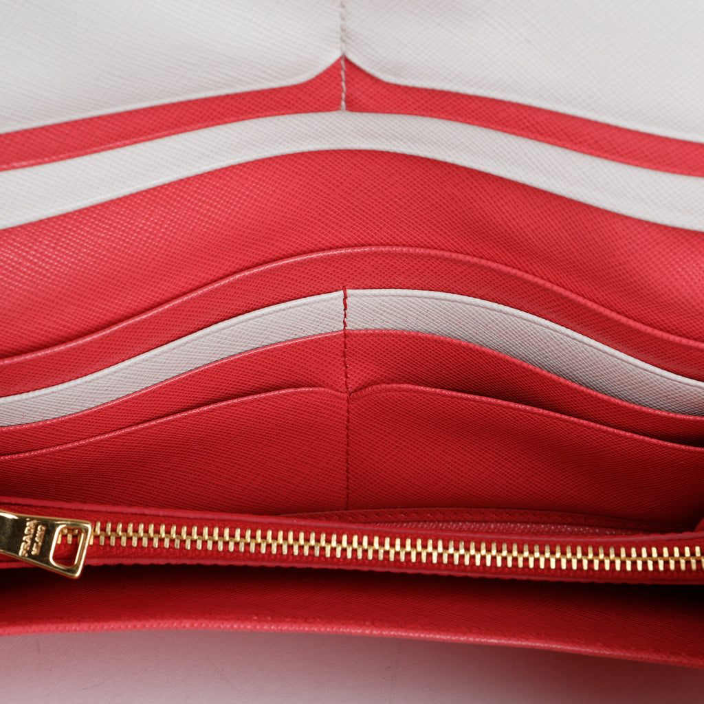 Continental Wallet, Pink/White Saffiano