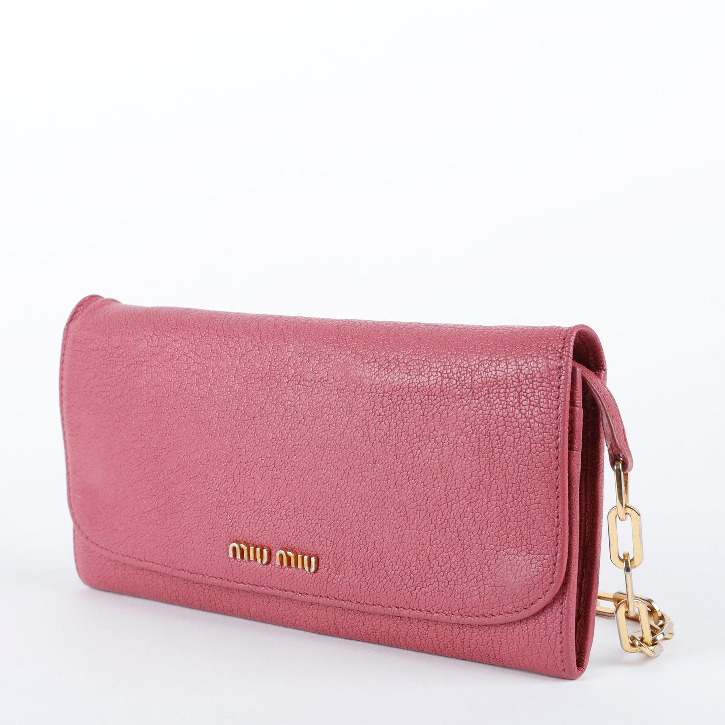 Long Wallet on Chain, Rose Grained Calfskin