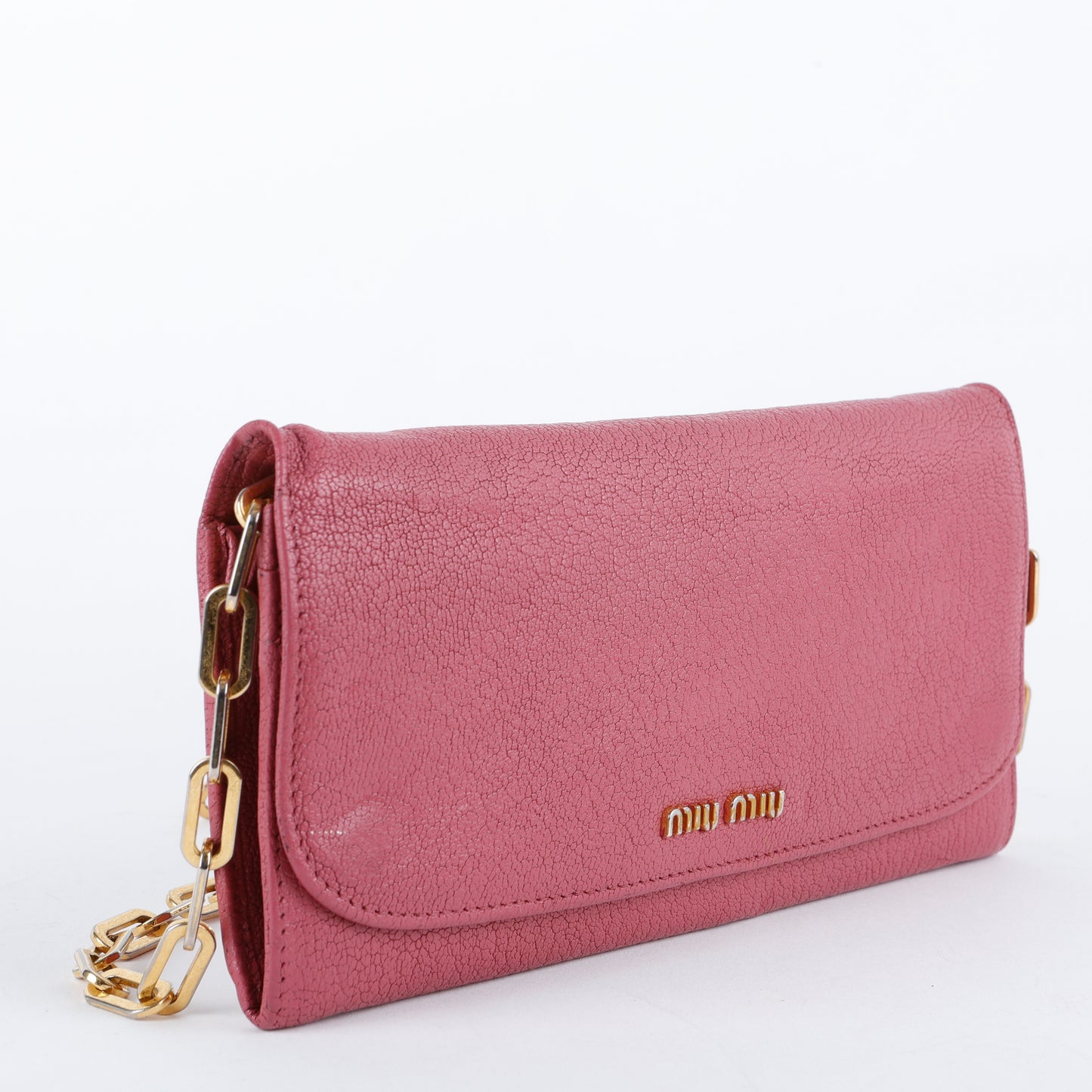 Long Wallet on Chain, Rose Grained Calfskin