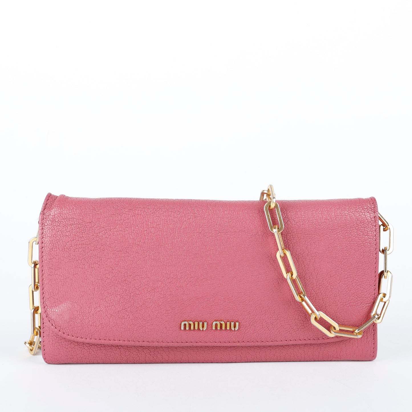 Long Wallet on Chain, Rose Grained Calfskin