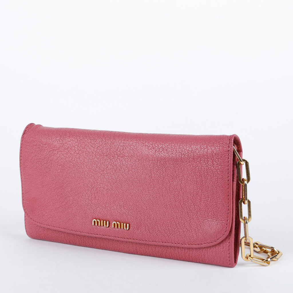 Long Wallet on Chain, Rose Grained Calfskin