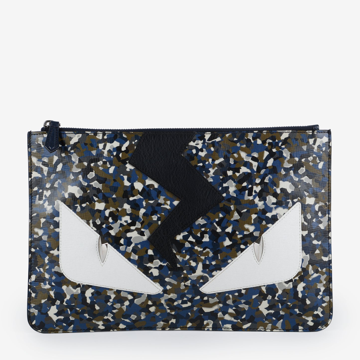 Elite Monster Eyes Pouch, Navy/Green Camo Calfskin