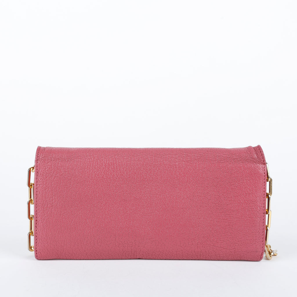 Long Wallet on Chain, Rose Grained Calfskin