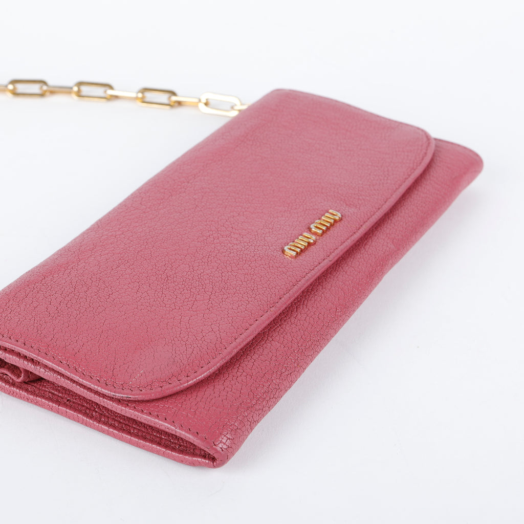 Long Wallet on Chain, Rose Grained Calfskin