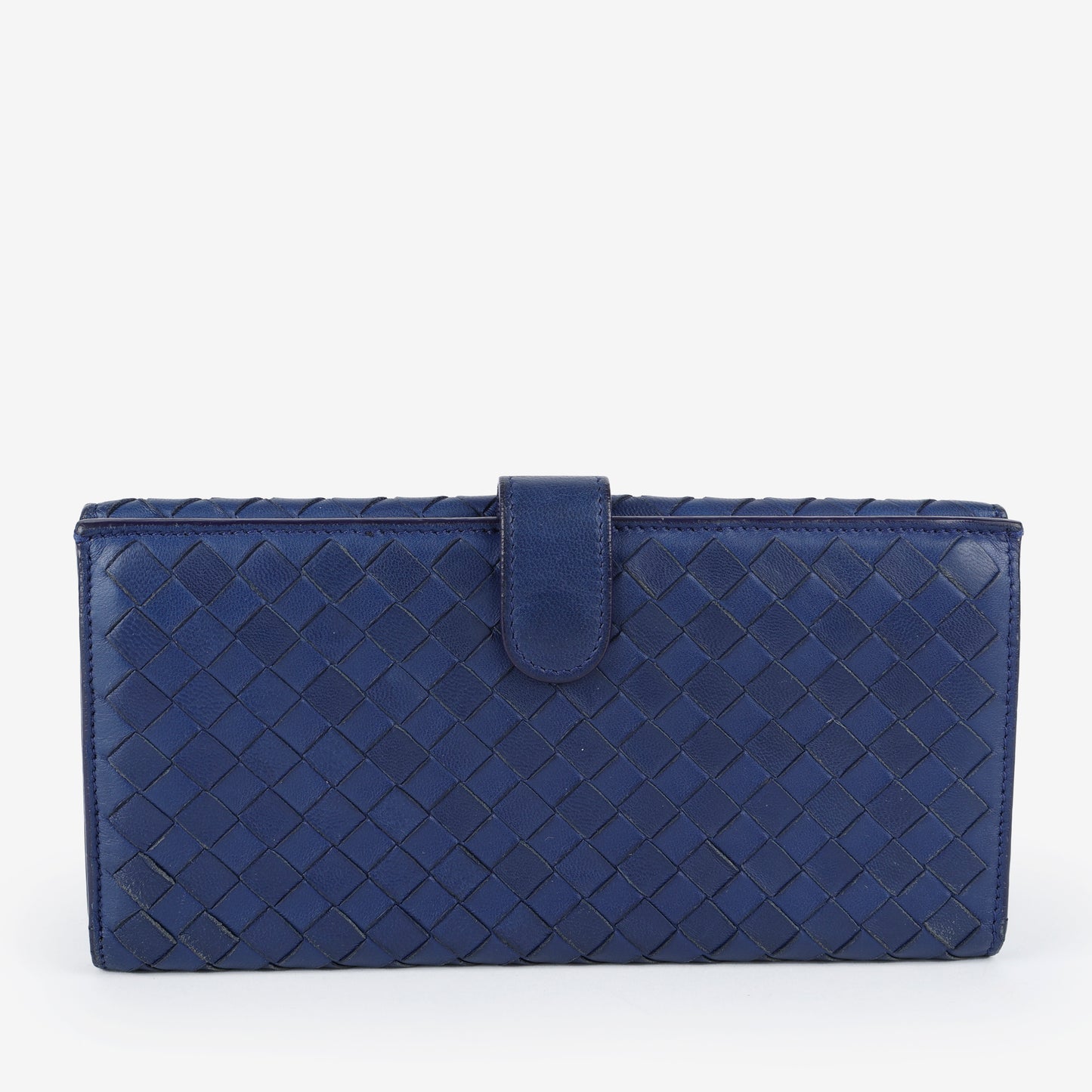 Intrecciato Continental Flap Wallet, Navy 062