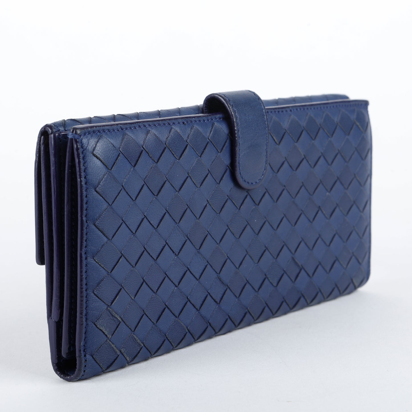 Intrecciato Continental Flap Wallet, Navy 062