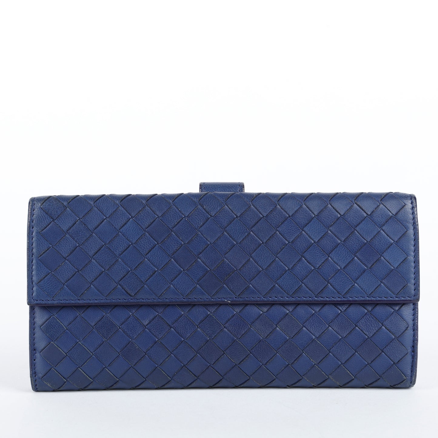 Intrecciato Continental Flap Wallet, Navy 062