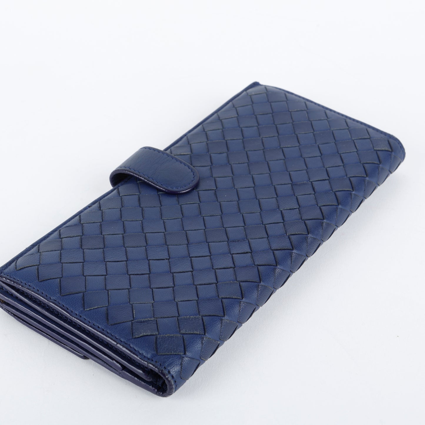Intrecciato Continental Flap Wallet, Navy 062