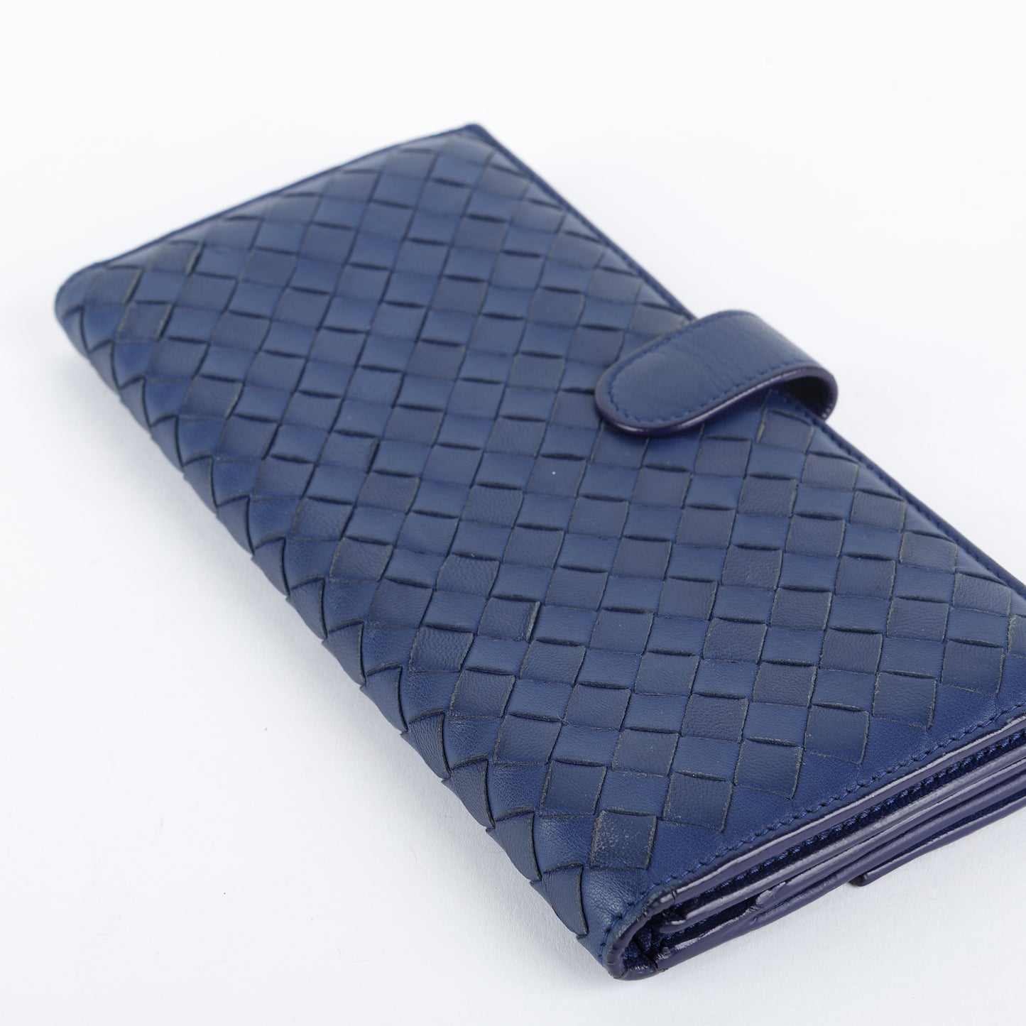 Intrecciato Continental Flap Wallet, Navy 062