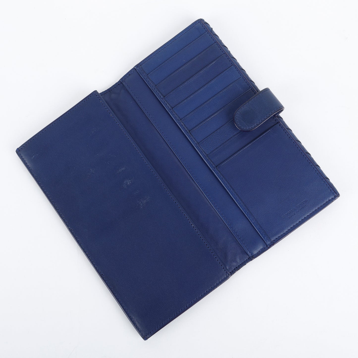 Intrecciato Continental Flap Wallet, Navy 062