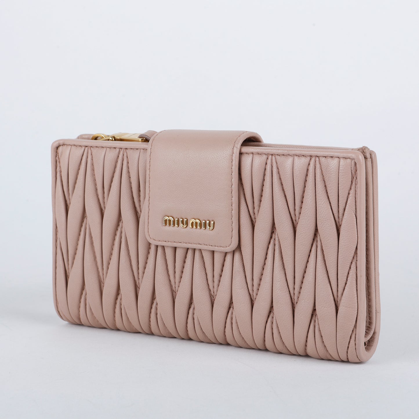 Matelasse Continental Snap Wallet, Taupe