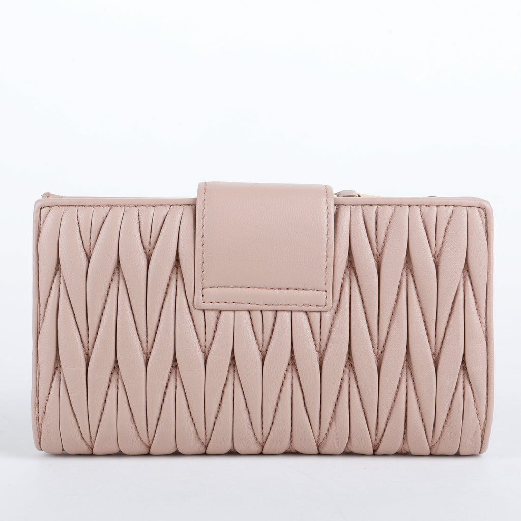 Matelasse Continental Snap Wallet, Taupe