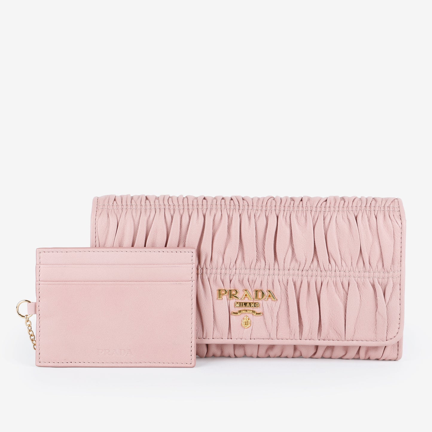 Gaufre Rouched Continental Wallet, Pink