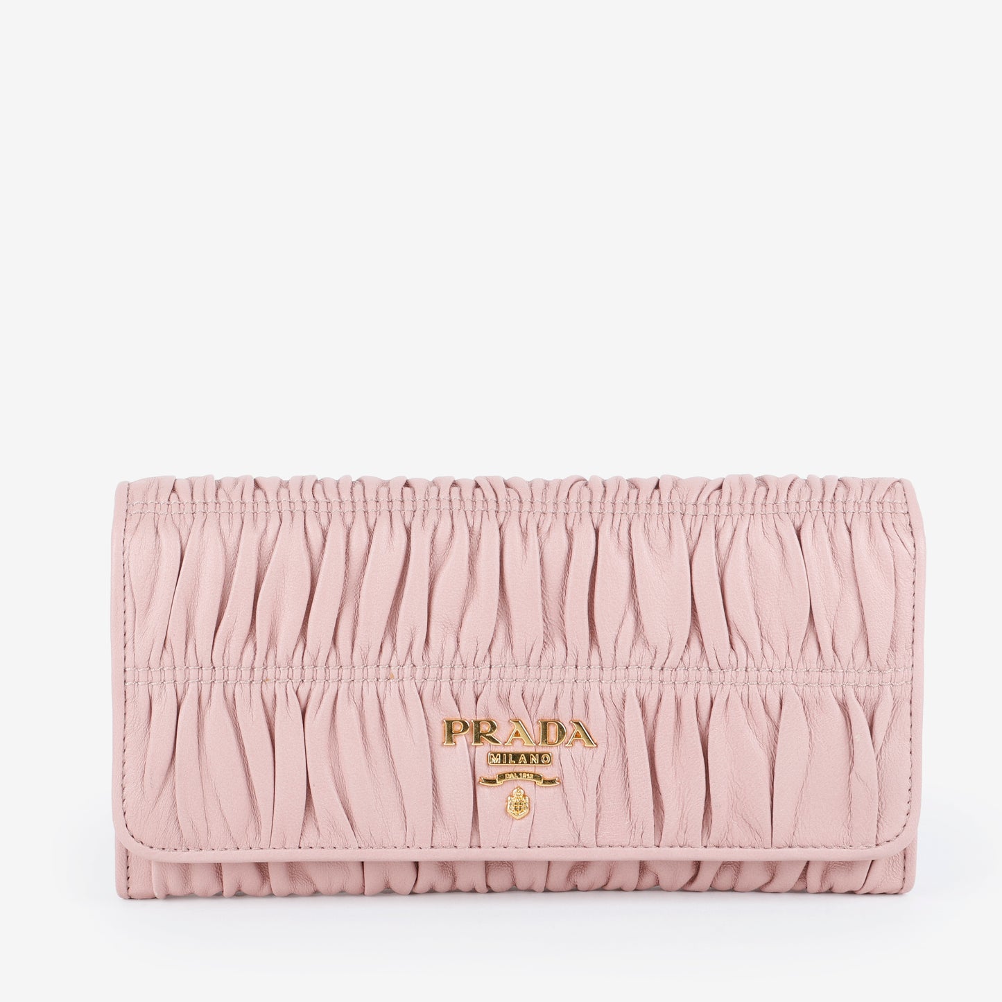 Gaufre Rouched Continental Wallet, Pink