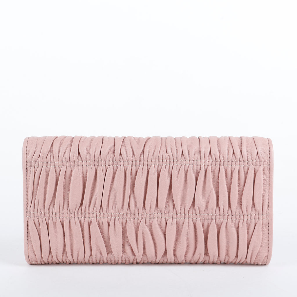 Gaufre Rouched Continental Wallet, Pink
