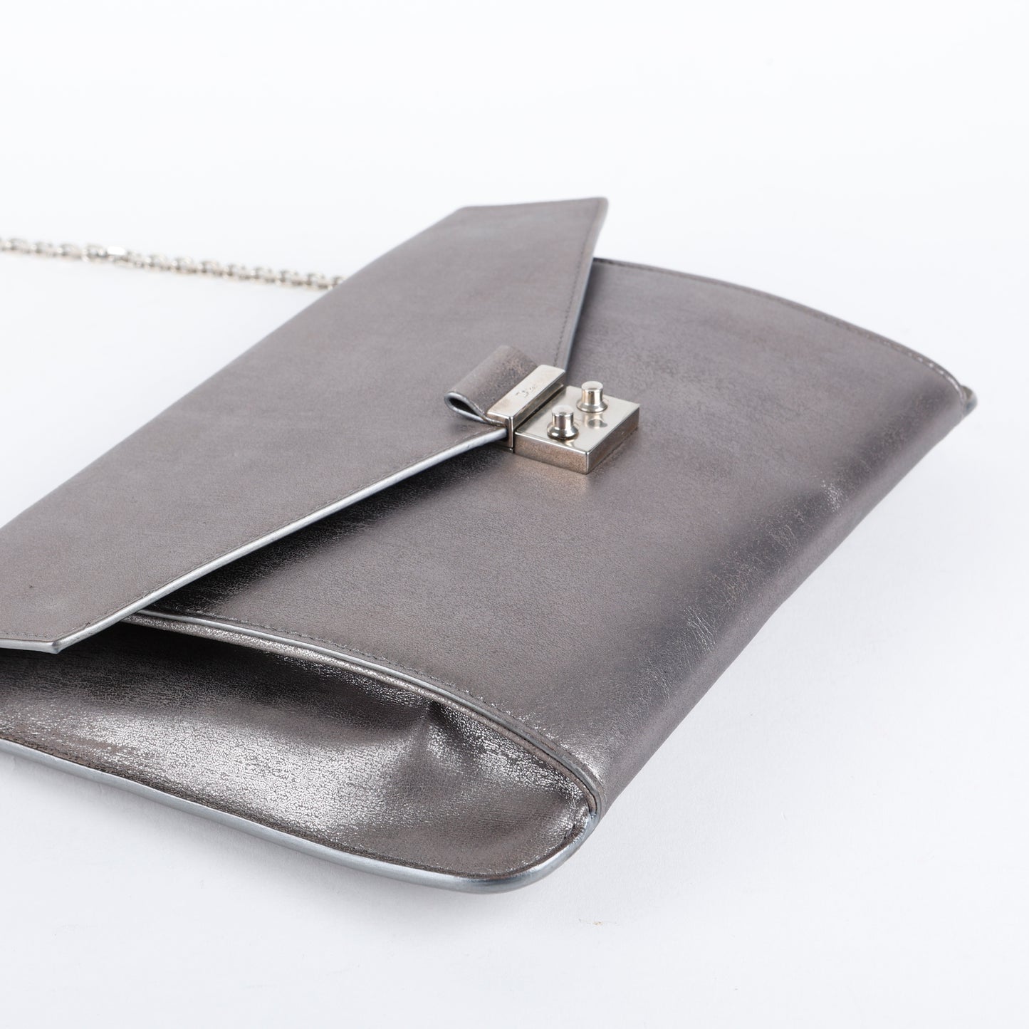 Shadow Soft Pouch on Chain, Silver