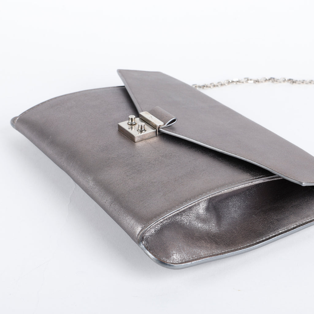 Shadow Soft Pouch on Chain, Silver