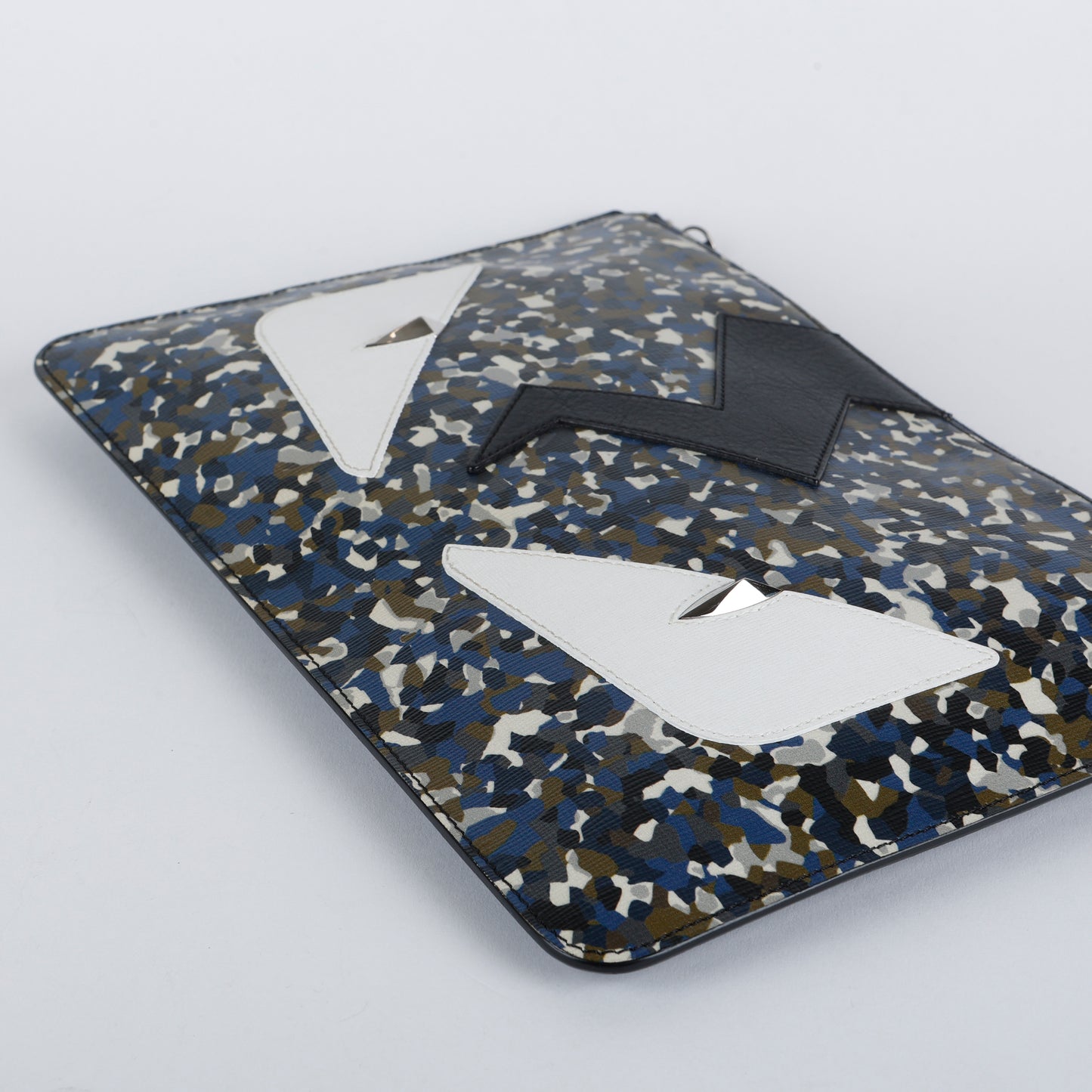 Elite Monster Eyes Pouch, Navy/Green Camo Calfskin