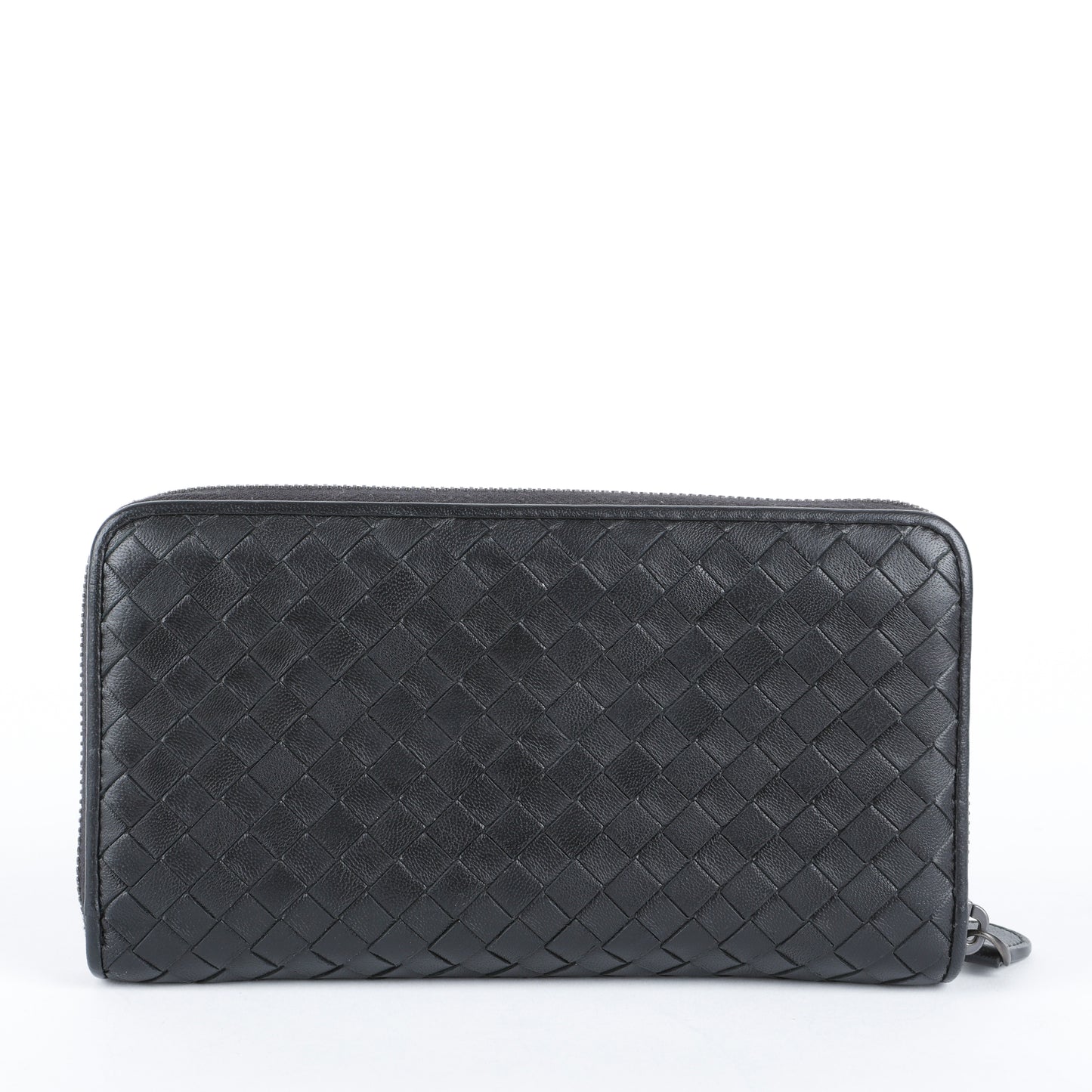 Intrecciato Zip Around Wallet, Black