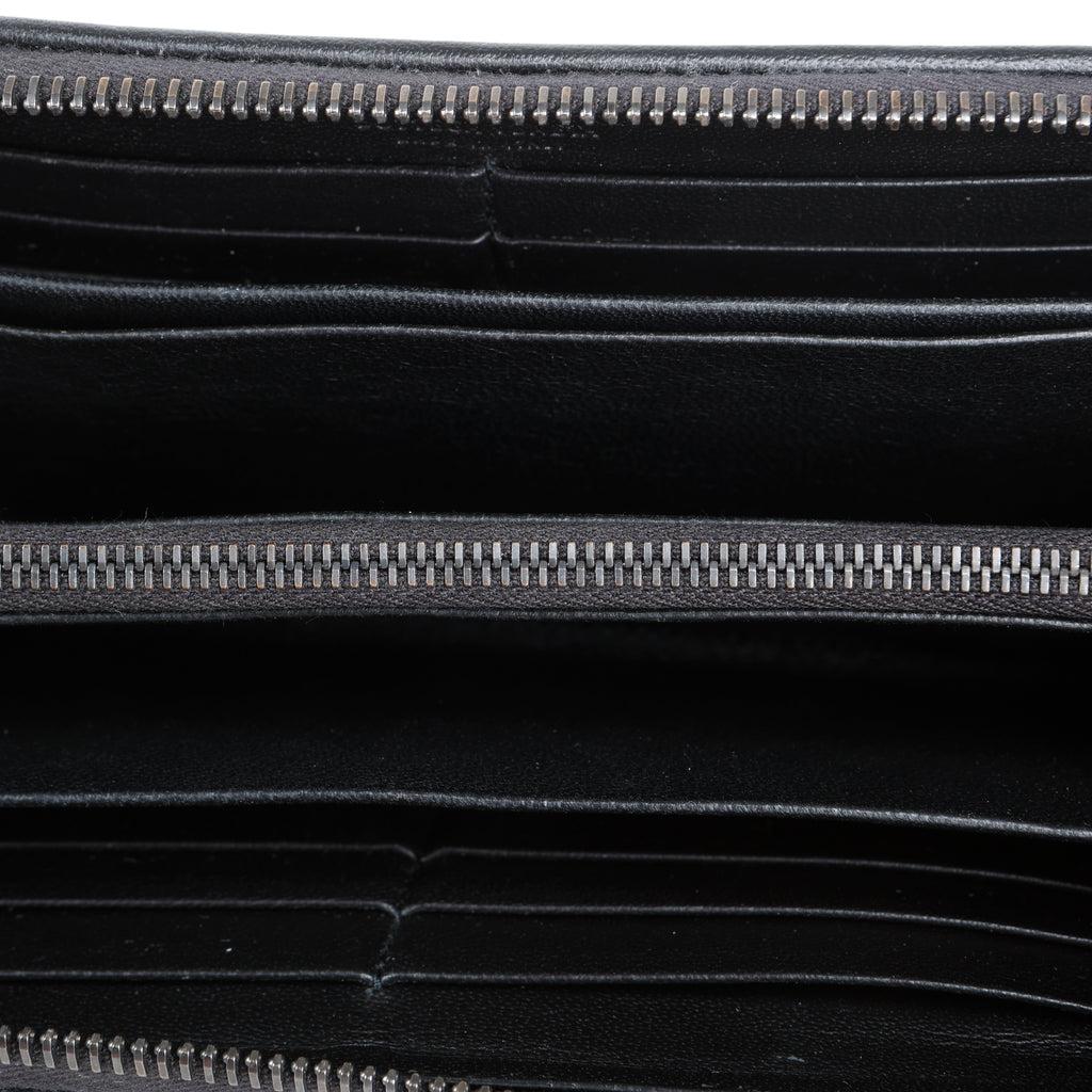 Intrecciato Zip Around Wallet, Black
