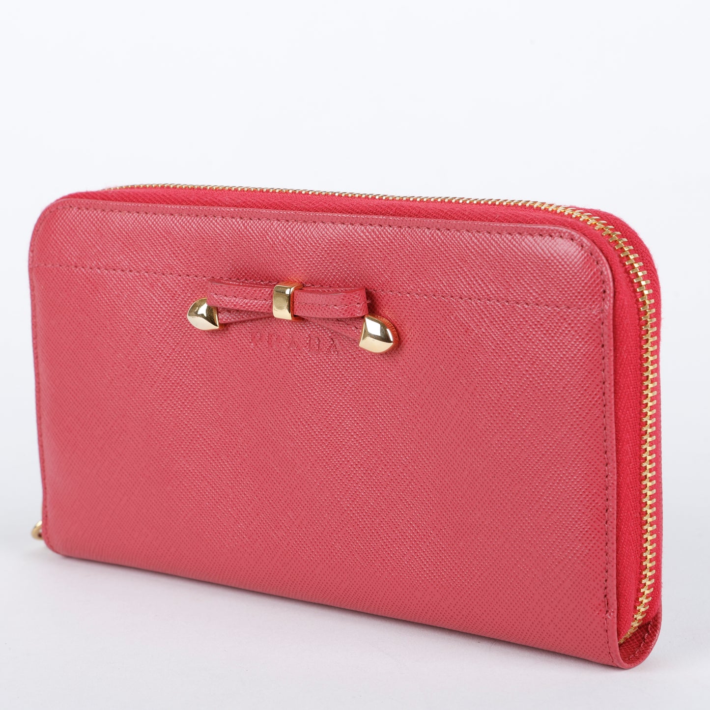 Fiocco Bow Continental Zip Wallet, Peonia Pink