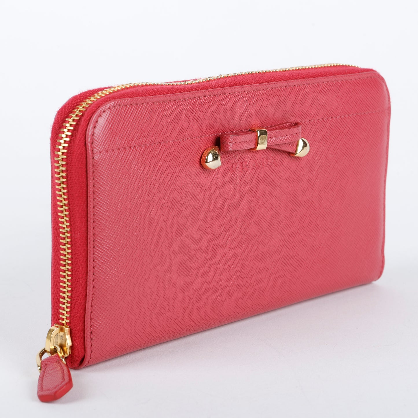 Fiocco Bow Continental Zip Wallet, Peonia Pink