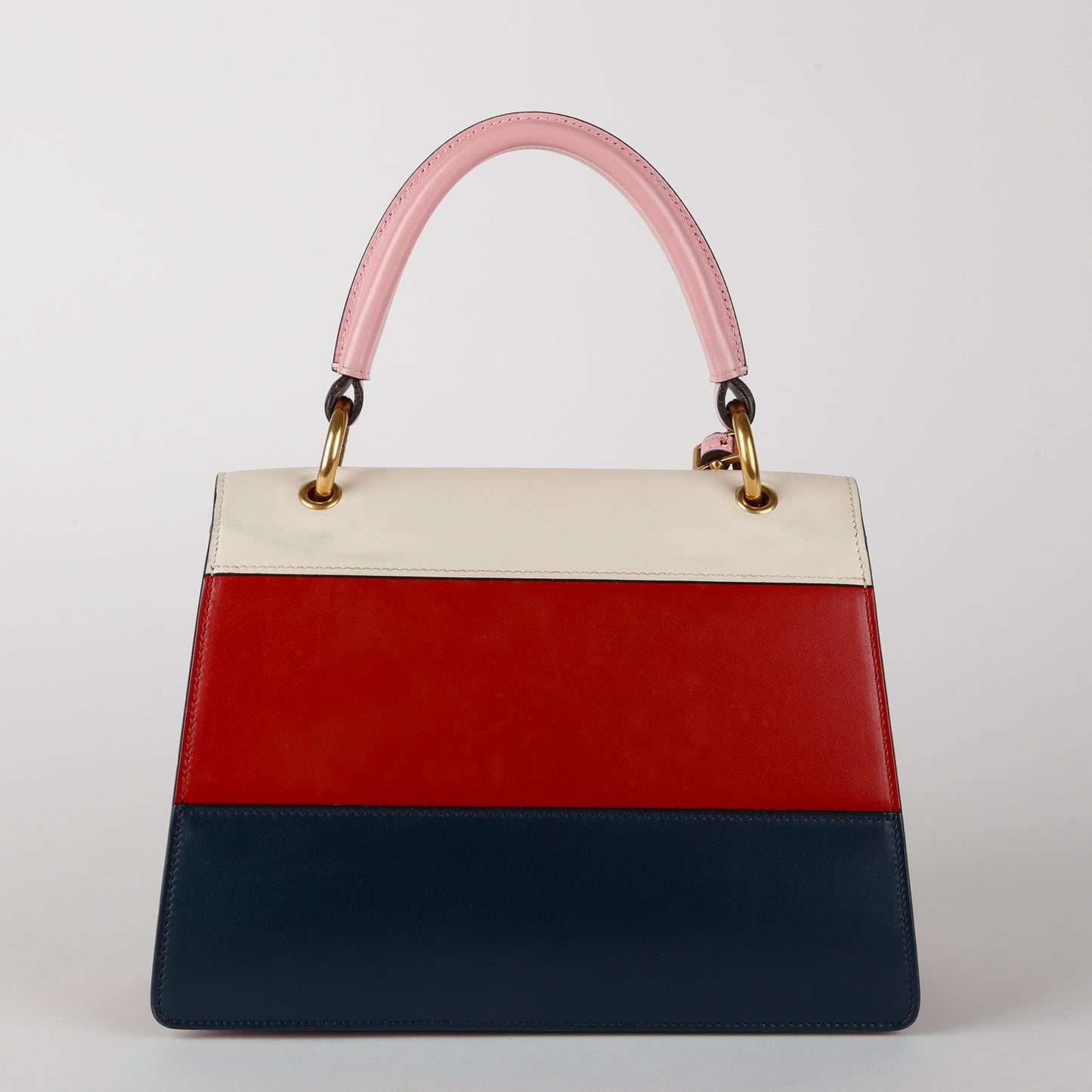 Small Supreme Queen Margaret Top Handle, Red/Navy/Pink