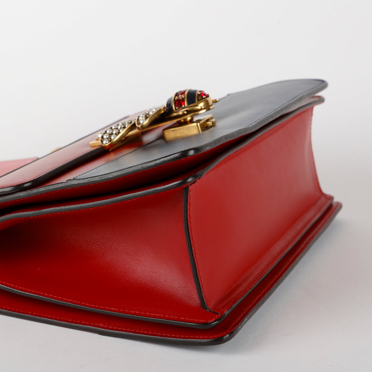 Small Supreme Queen Margaret Top Handle, Red/Navy/Pink