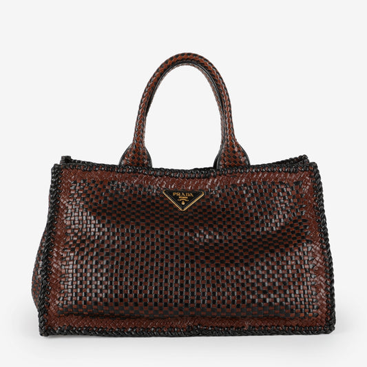 Woven Goatskin Madras Tote